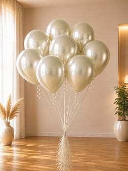 8'li Beyaz Renk / Krom Balon