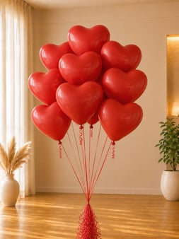 8'li Kırmızı Renk Kalp Balon