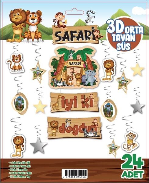 3D Tavan Süs 24'lü Safari