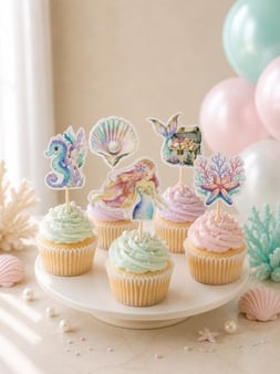 Deniz Kızı Temalı Cupcake Kürdan