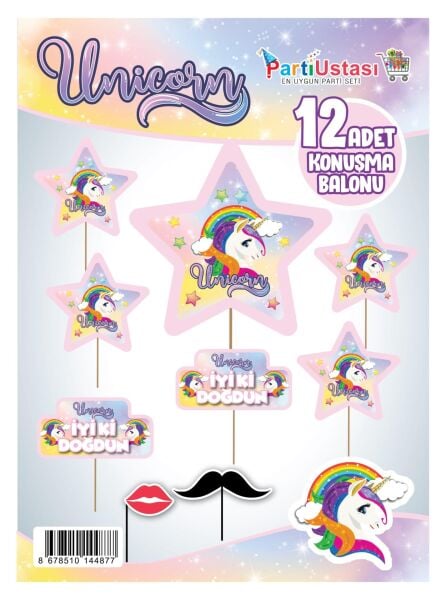 Konuşma Balonu Set 12'li Unicorn