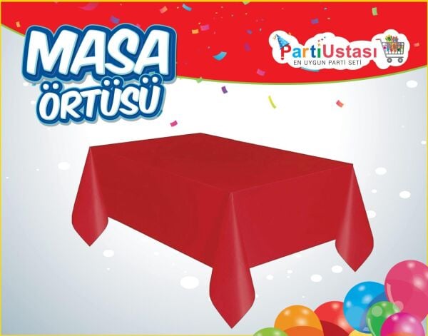 Kırmızı Düz Masa Örtüsü