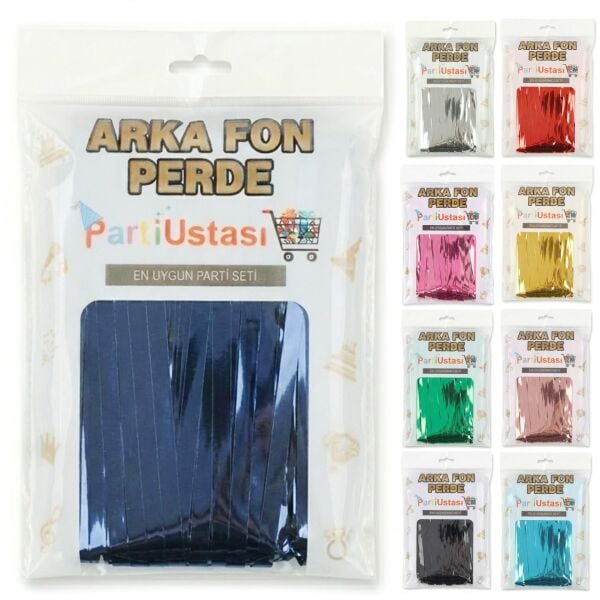Lacivert Arka Fon Perde