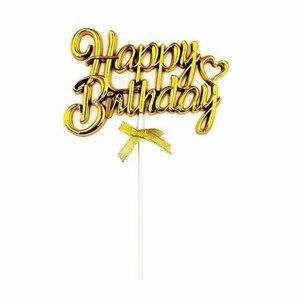 Altın Pasta Üstü Happy Birthday