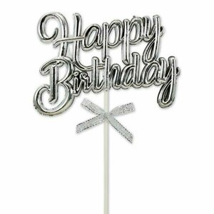 Gümüş Pasta Üstü Happy Birthday