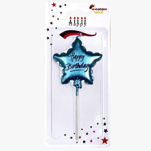 Mavi Happy Birthday Yıldız Mum