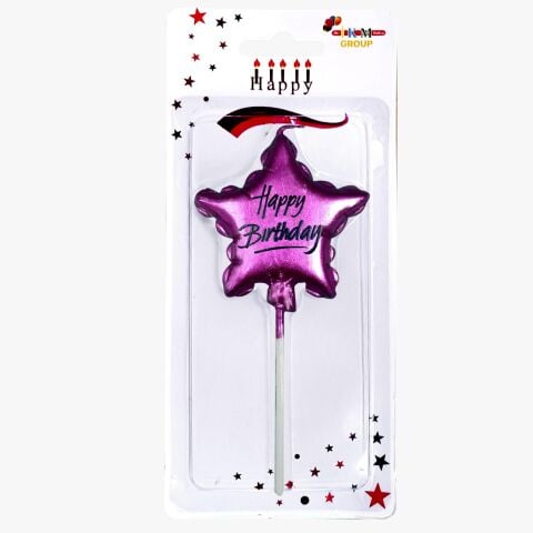 Pembe Happy Birthday Yıldız Mum