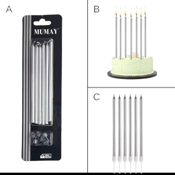 Beyaz Mum 15 cm 6'lı