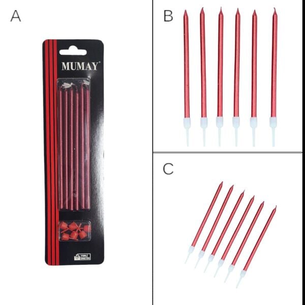Kırmızı Mum 15 cm 6'lı