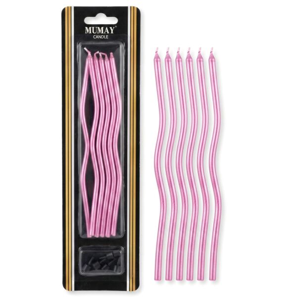 Pembe Kıvrık Mum 6'lı