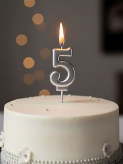 5 Gümüş Rakam Mum