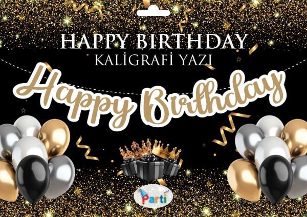 Happy Birthday Altın Kaligrafi