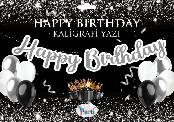 Happy Birthday Gümüş Kaligrafi