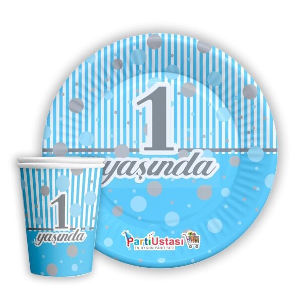 1 Yaş Mavi Tabak Bardak