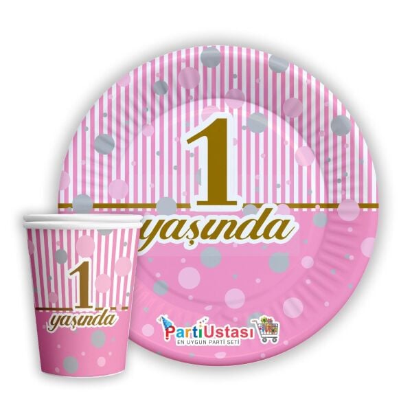 1 Yaş Pembe Tabak Bardak
