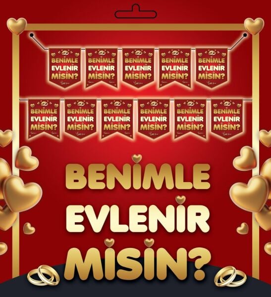 Yazı Zarf Banner Benimle Evlenir Misin?