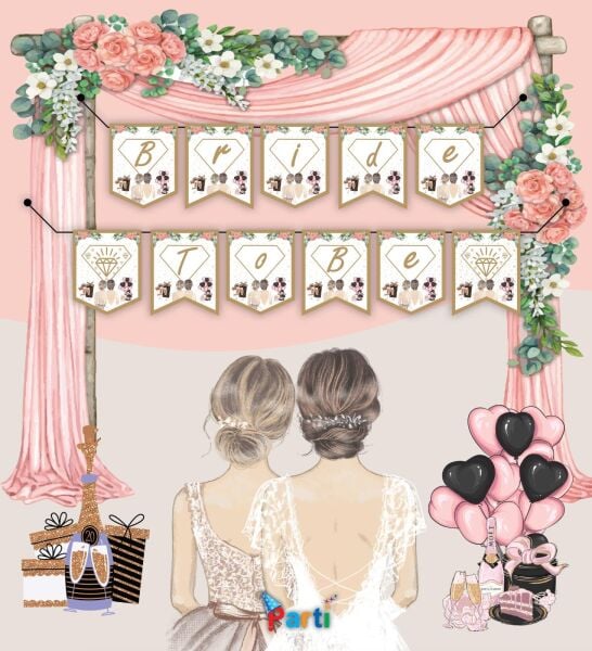 Yazı Zarf Banner Bride To Be Altın