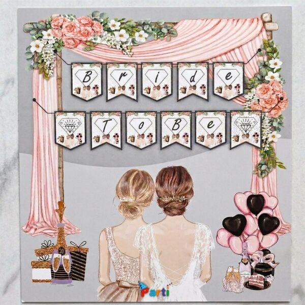 Yazı Zarf Banner Bride To Be Gümüş