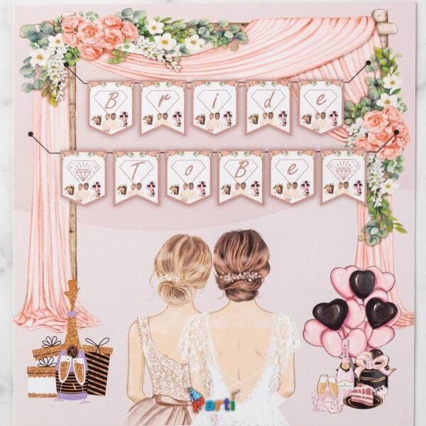 Yazı Zarf Banner Bride To Be Rose
