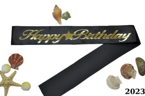 Kuşak Happy Birthday Siyah / Altın