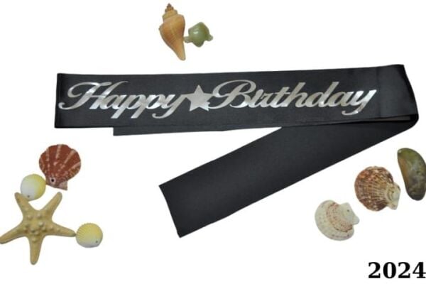 Kuşak Happy Birthday Siyah / Gümüş