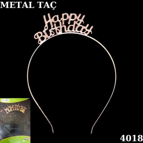 Bronz Taç Metal Happy Birthday