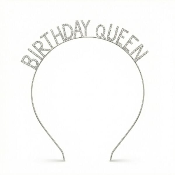 Gümüş Taşlı Taç Metal Birthday Queen