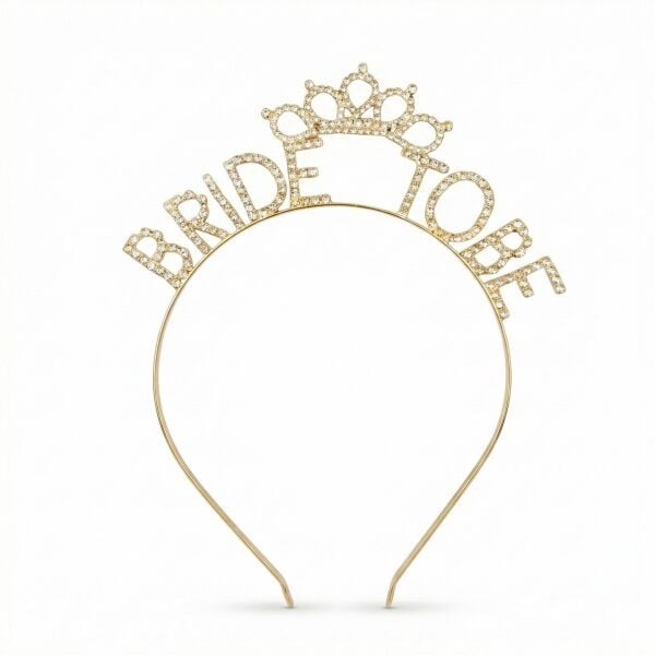 Altın Taşlı Taç Metal Bride To Be Kraliçe