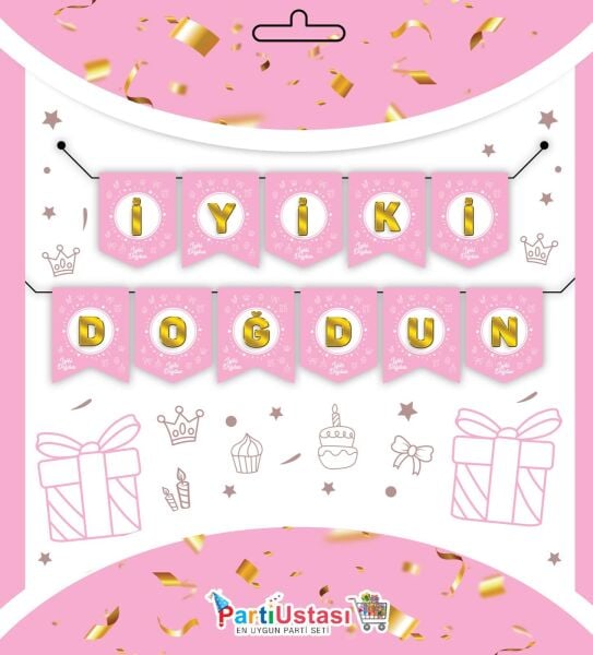 Yazı Zarf Banner Pembe