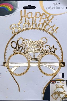 Happy Birthday Mika Altın Taç Gözlük