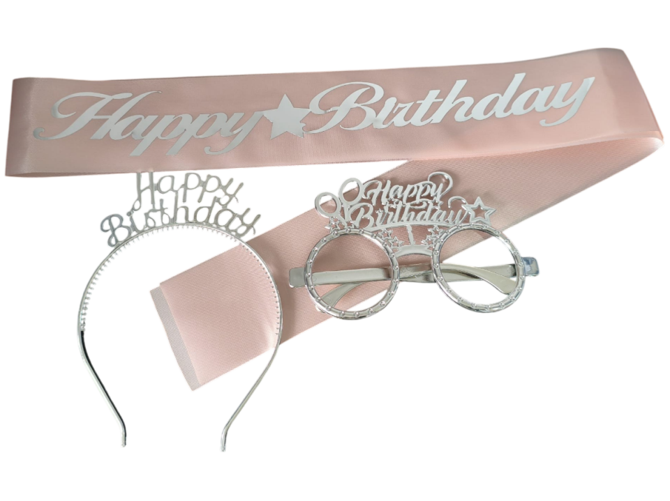Pembe Gümüş Happy Birthday Set