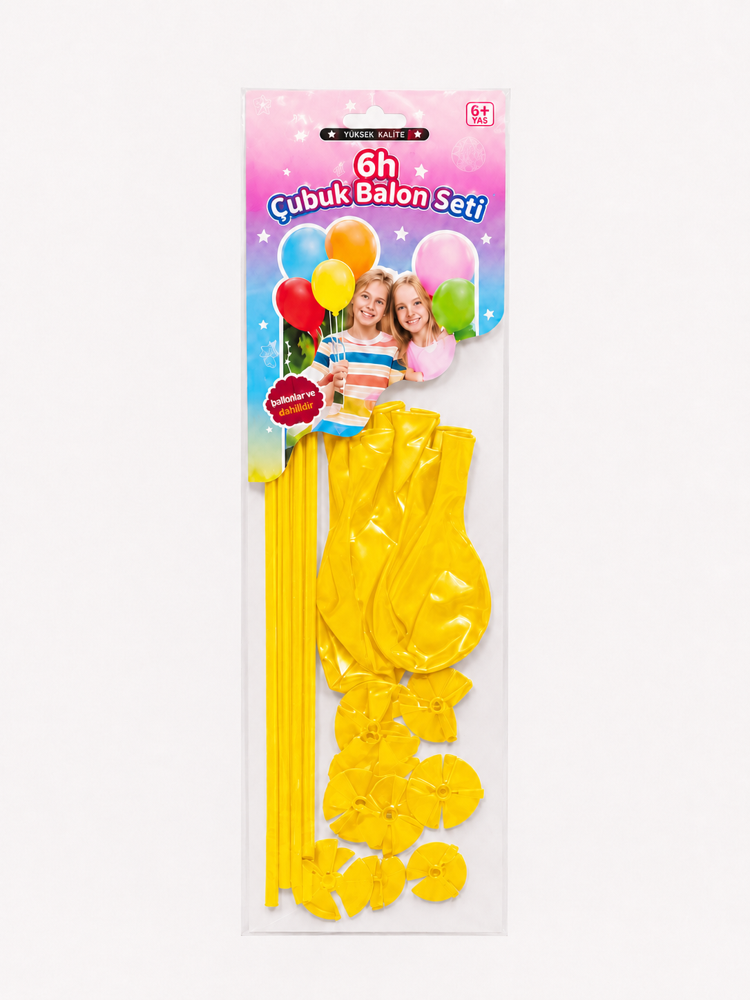 6'lı Çubuk Balon Sarı