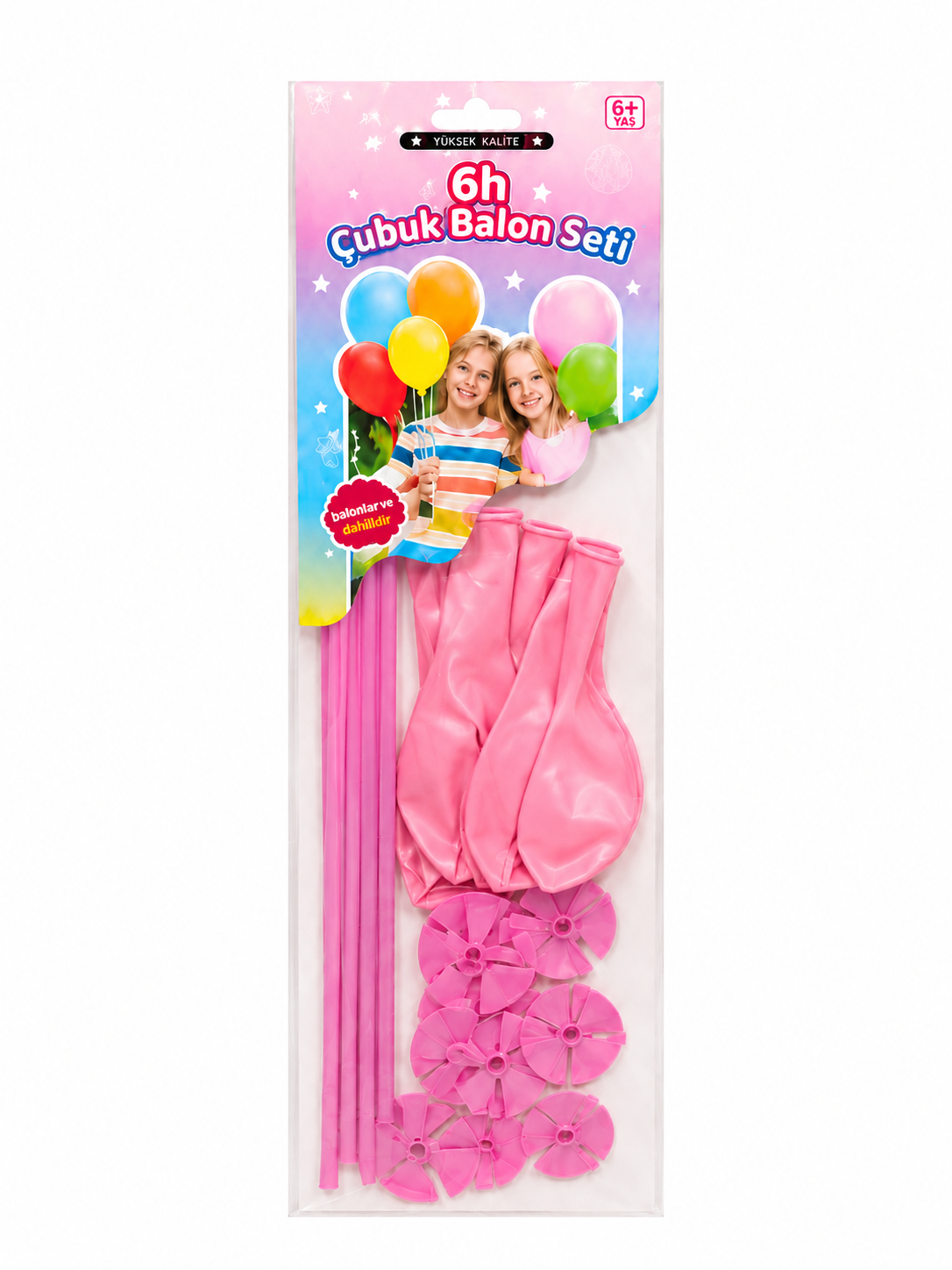 6'lı Çubuk Balon Pembe