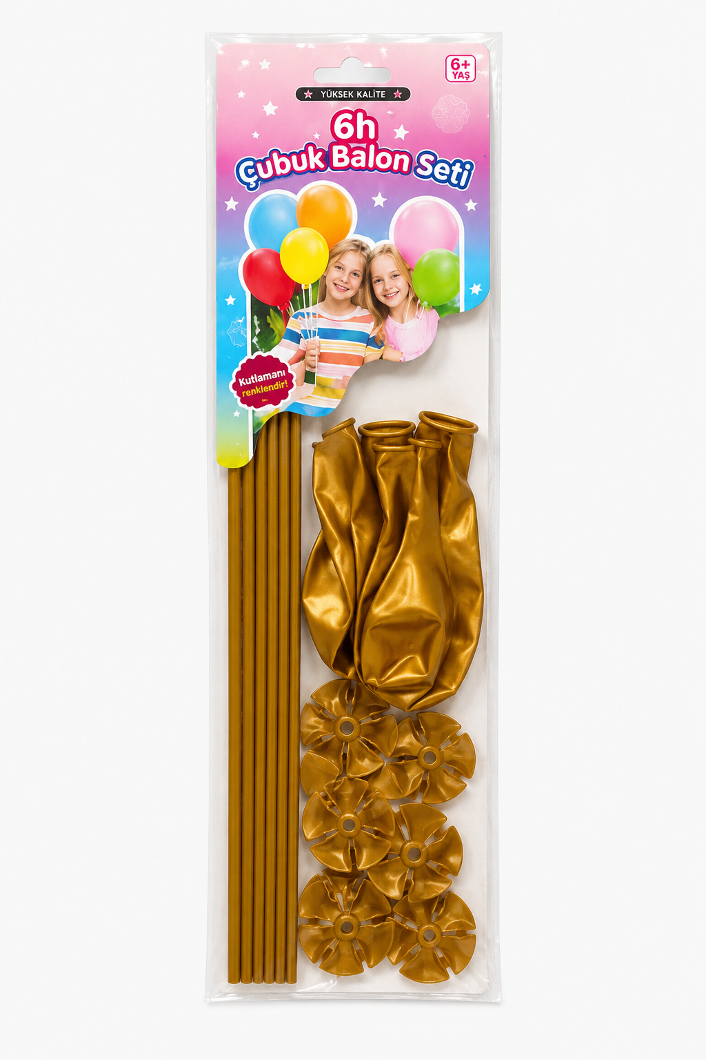 6'lı Çubuk Balon Altın