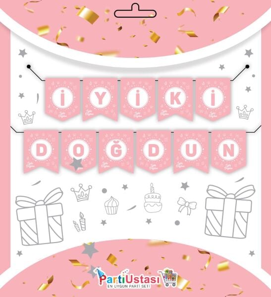 Yazı Zarf Banner Pembe / Soft