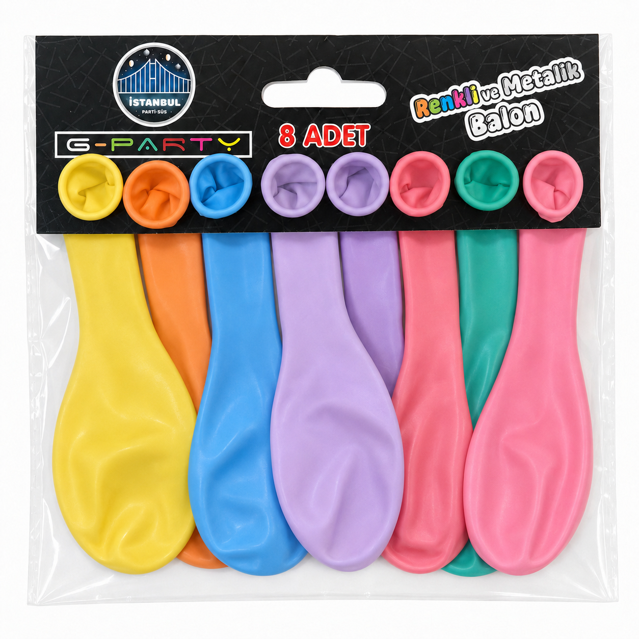 8'li Pastel Karışık Renk Balon