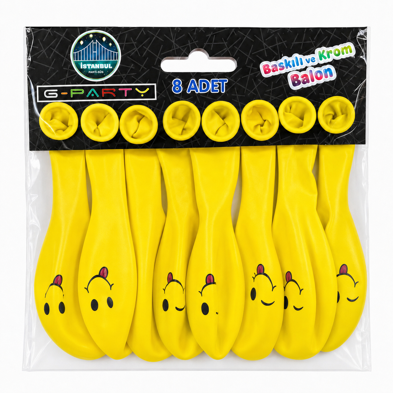 8'li Smile Sarı Renk Balon
