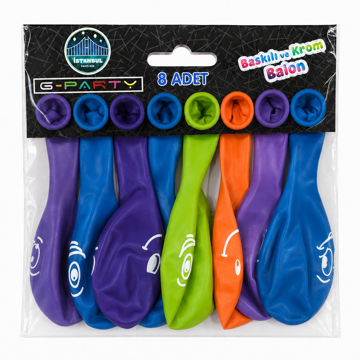 8'li Smile Ghost Karışık Renk Balon