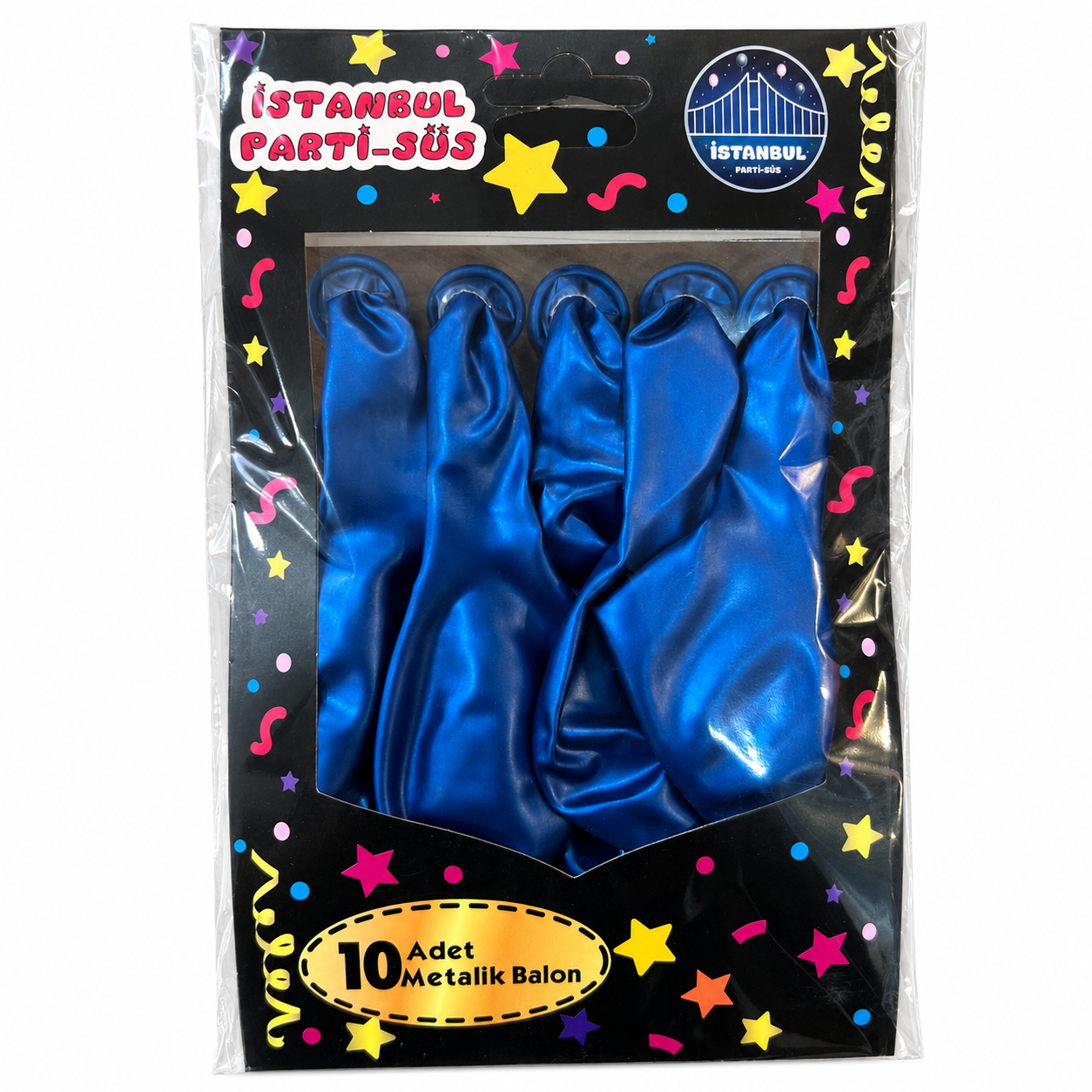 10'lu Metalik Mavi Renk Balon